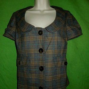 Burberry London blazer jacket size S short sleeve multi color wool blend